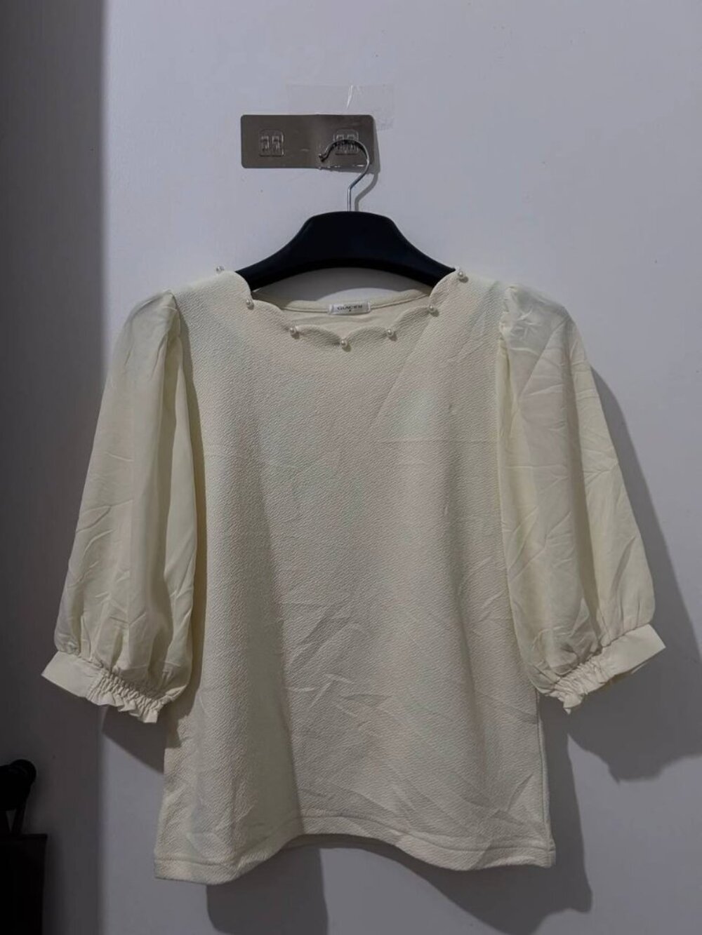 Cream Pearl Detail Top